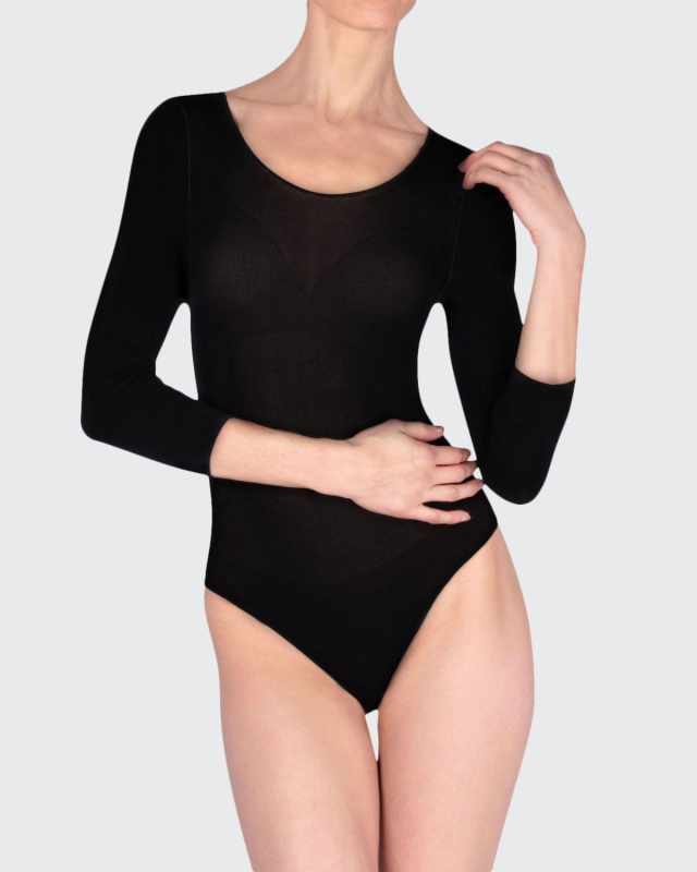 Opaque 3/4-Sleeve Jersey Bodysuit